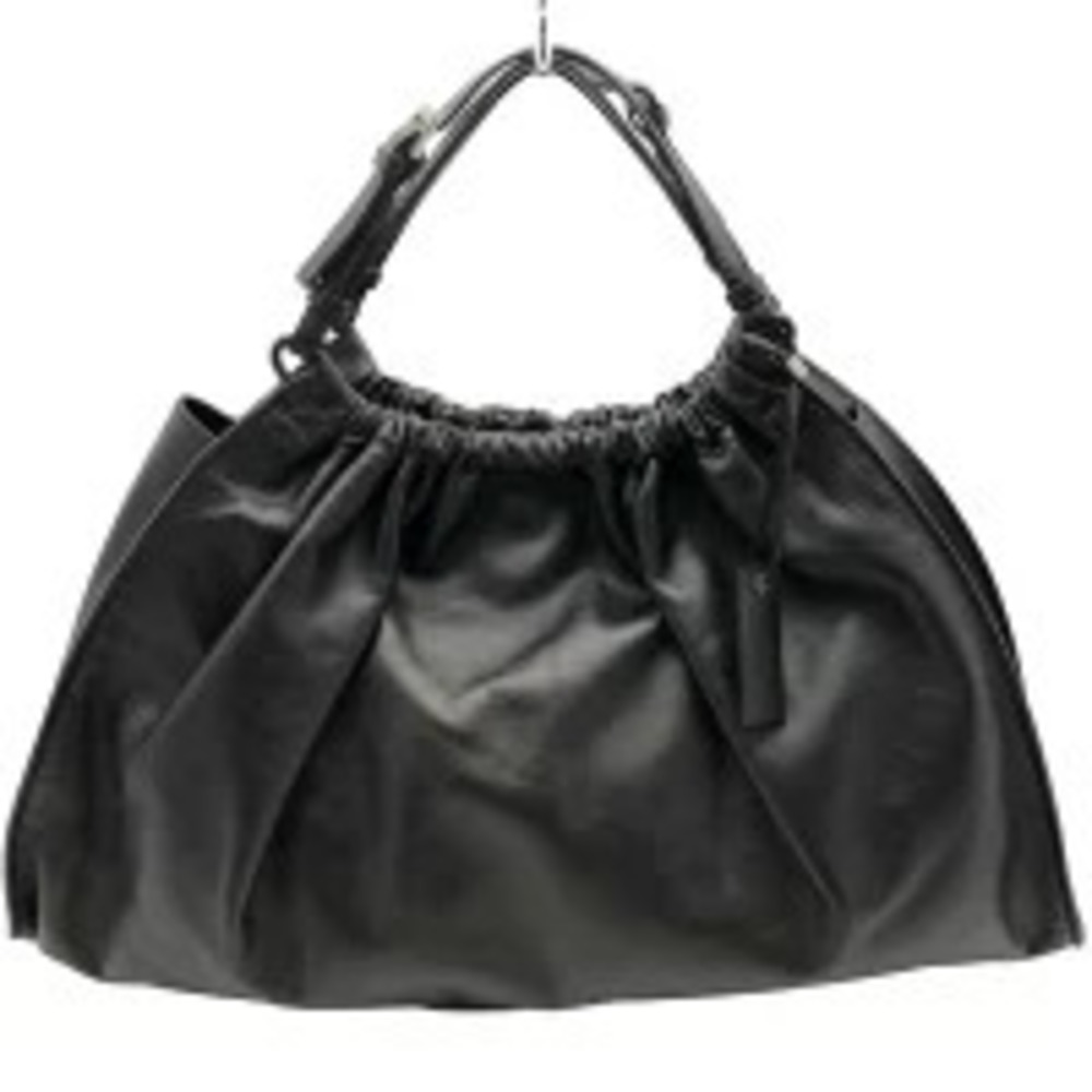 GUCCI Leather Handbag Black Plain